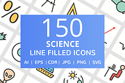 150 Science Filled Line Icons, an Outline Icon by IconBunny (Thumbnail 1 of 6)