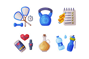 Healthy Lifestyle Objects with, an Object Illustration by TopVectors