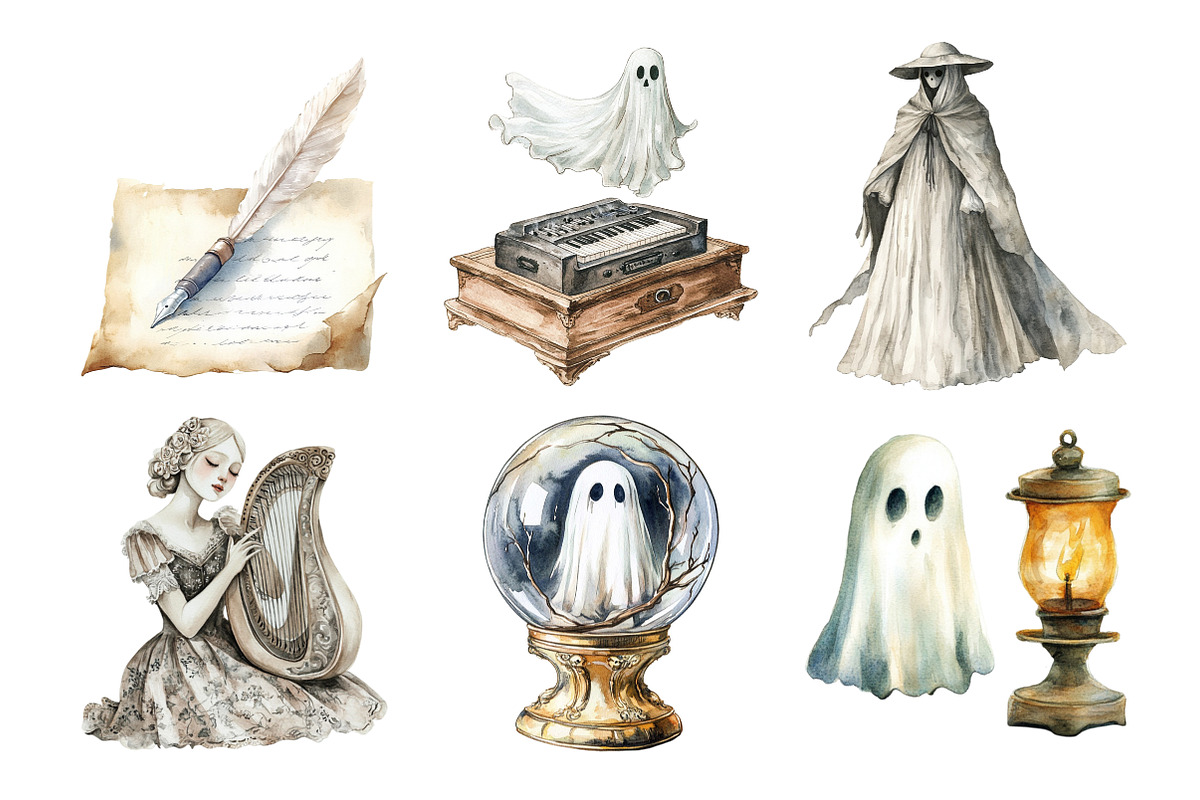 Antique Halloween Ghost Clipart, an Illustration by Daily.Designs (Photo 4 of 5)