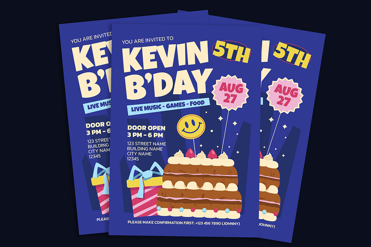 Playful Birthday Flyer, a Flyer Template by Gumico Studio. (Photo 2 of 3)
