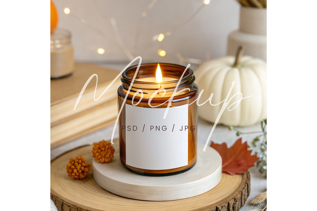 Fall Seasonal Candle Label Mockup, a Product Mockup by TatiMockup (Photo 1 of 3)