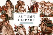 Watercolor Autumn Clipart Bundle, an Object Illustration by BusyDaydesign (Thumbnail 1 of 9)