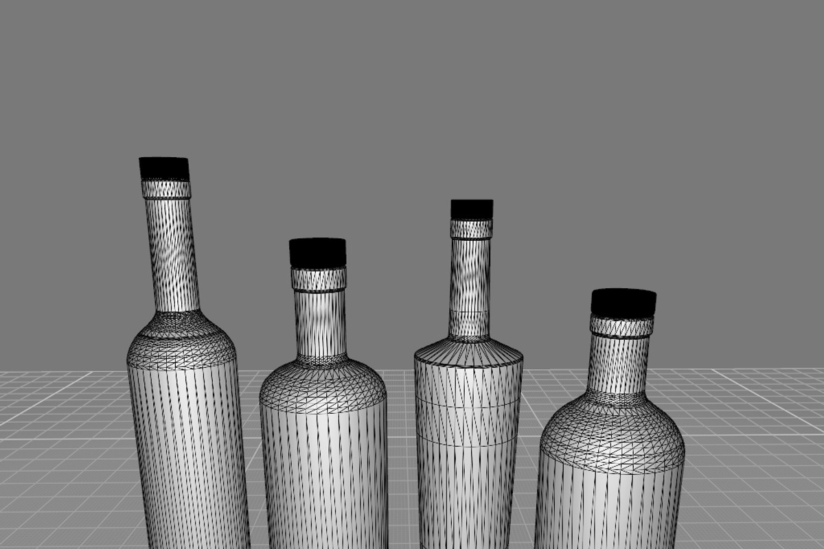 750mL Glass Vodka Bottles Set of 4, a Food & Drink 3D Model by ashleycam3ron (Photo 3 of 3)