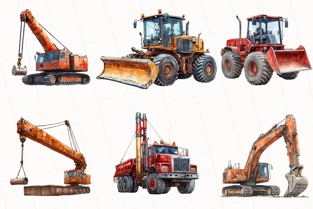 Construction Vehicles Clipart, an Illustration by OK Design (Photo 2 of 5)