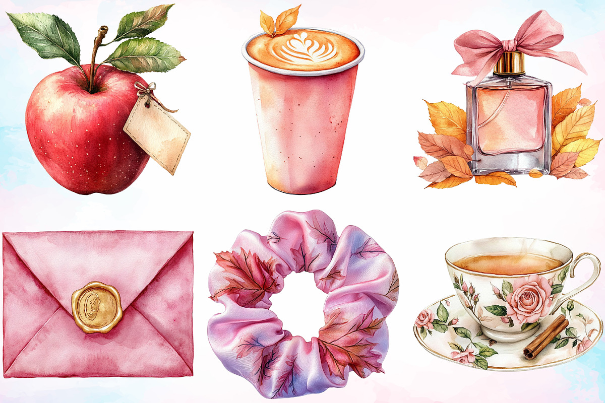 Watercolor Cute Coquette Autumn PNG, a Seasonal Illustration by Canvas Craft (Photo 4 of 4)