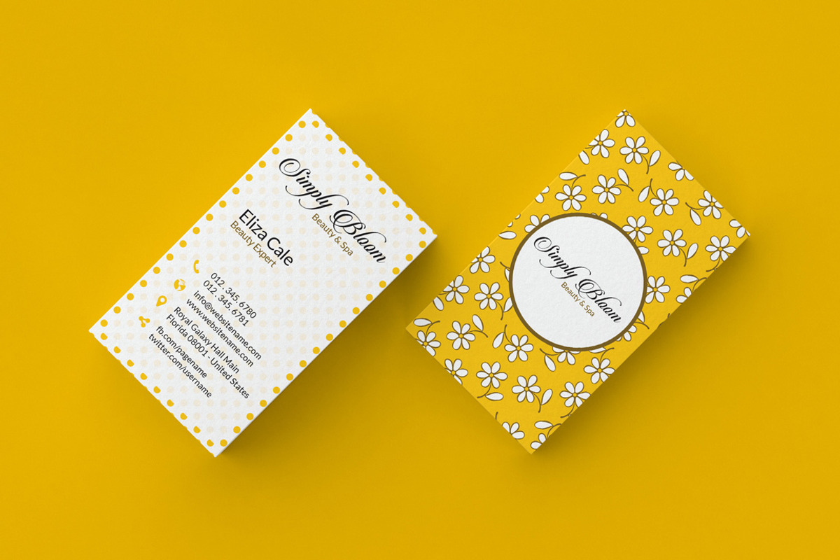 Retro Floral Business Card, a Business Card Template by GraphicPick