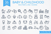 Baby line icons, an Outline Icon by JuliaMalinovskaya (Thumbnail 1 of 2)