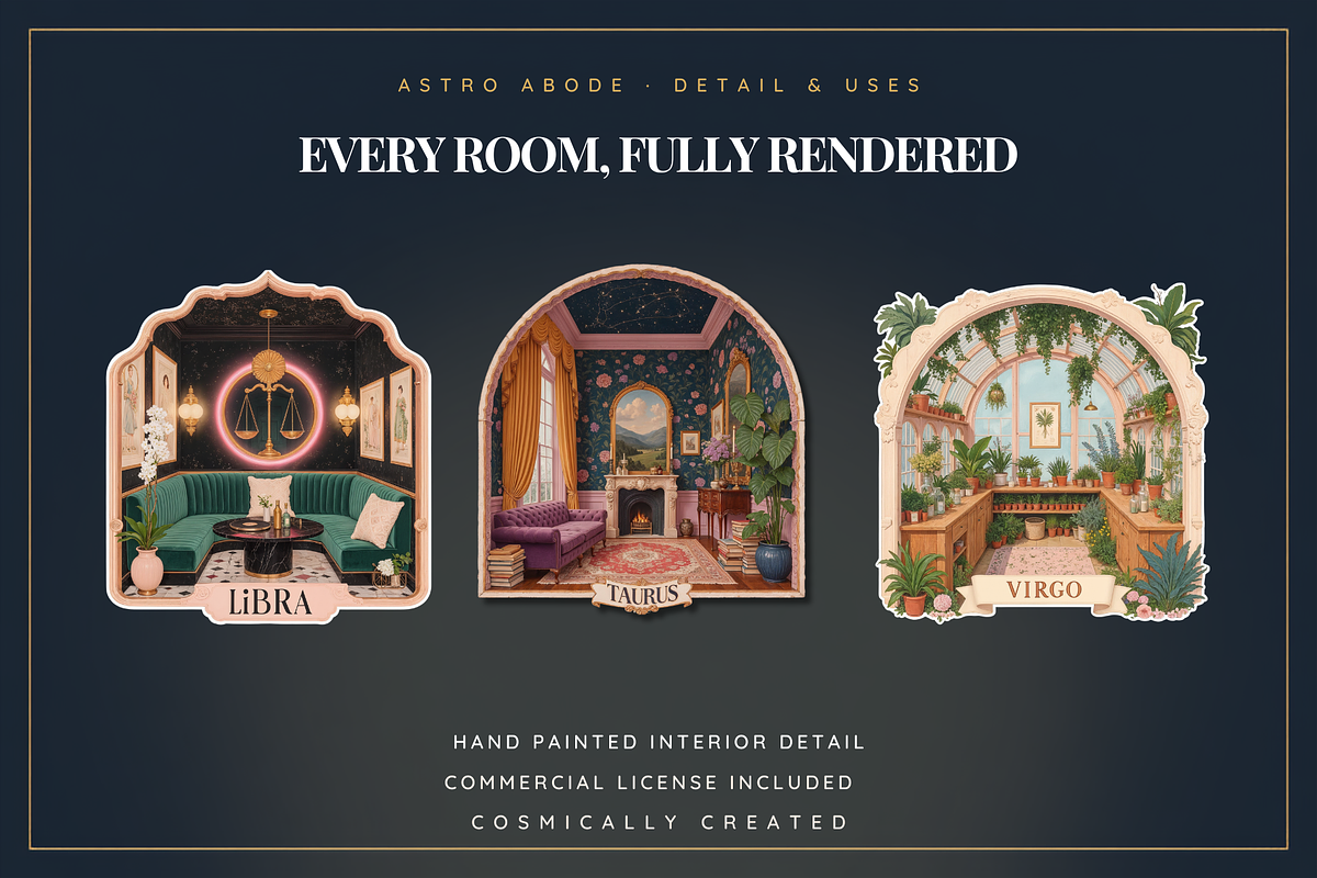 Astro Abode Zodiac Room Clipart, an Object Graphic by Jakayla Digital Co (Photo 2 of 30)