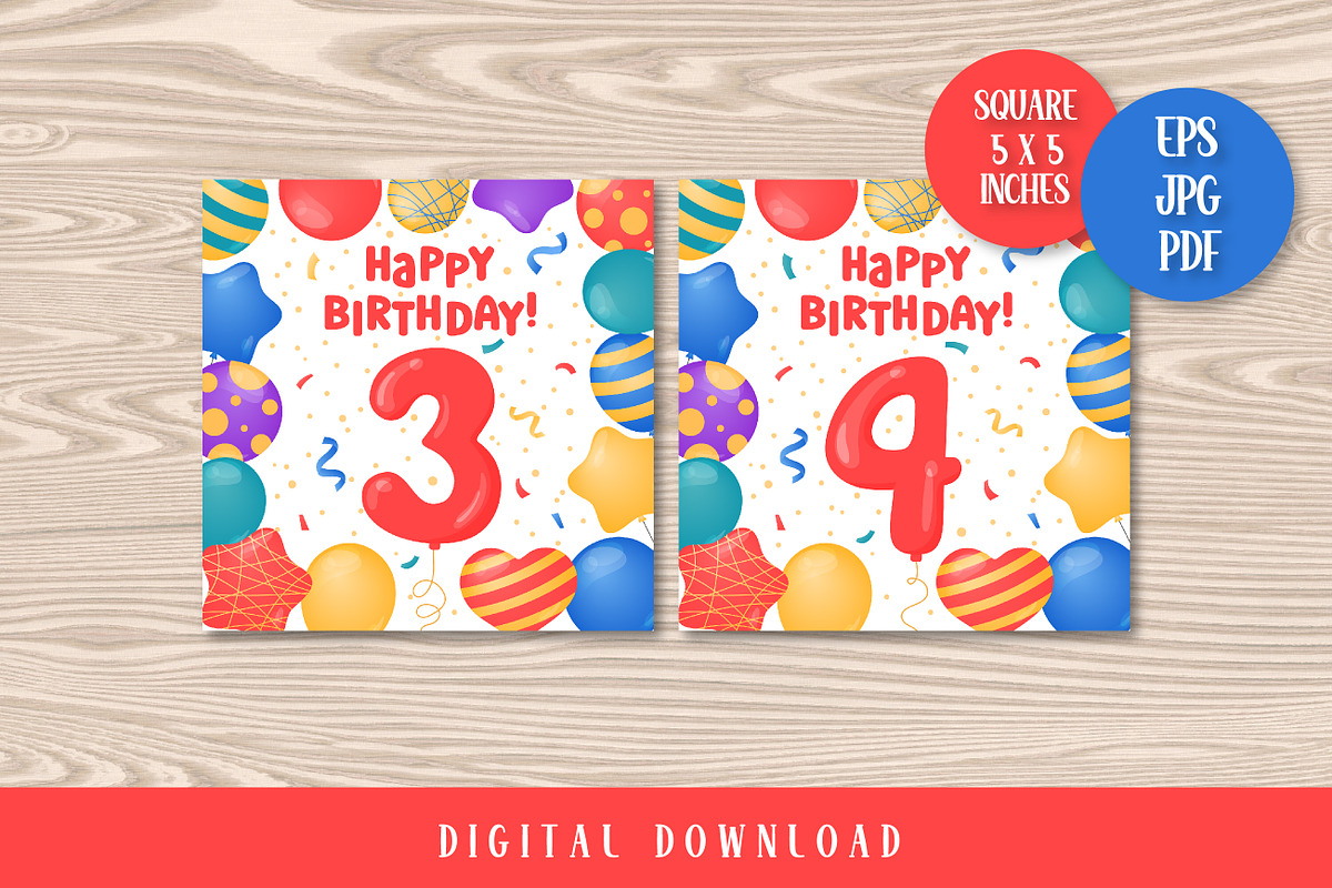 Happy Birthday Greeting Cards Square, a Card Template by AnnaViolet_store (Photo 3 of 9)