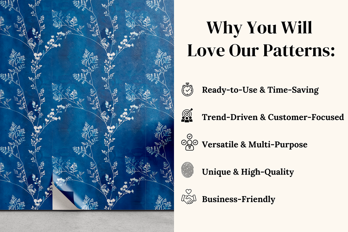 Cyanotype Floral Seamless Patterns, a Pattern Graphic by Ninterints (Photo 4 of 18)
