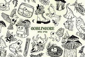 Goblincore SVG/PNG 40 designs Bundle