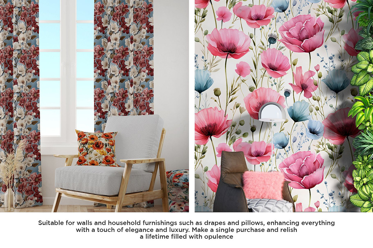 Botanical Summer Flower Pattern Set, a Pattern Graphic by Vibrand Studio (Photo 2 of 12)