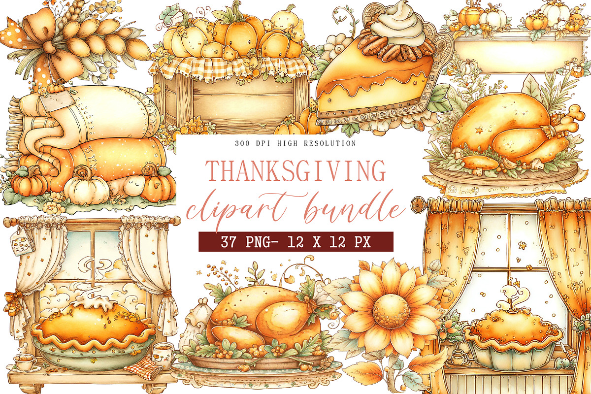 Thanksgiving Clipart, an Illustration by DreamArtGraphic (Photo 1 of 5)