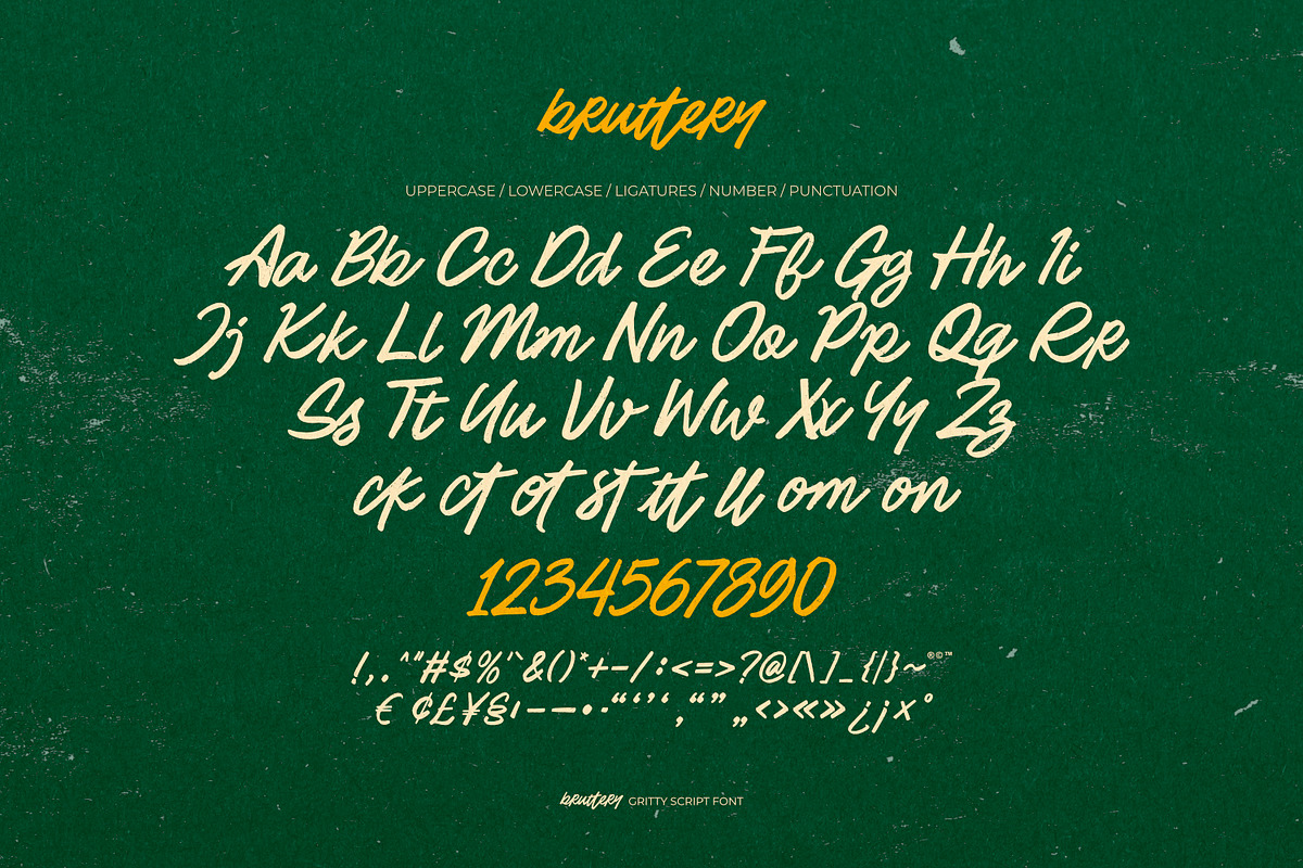 Bruttery - Gritty Script Font, a Script Font by ikiiko (Photo 6 of 7)
