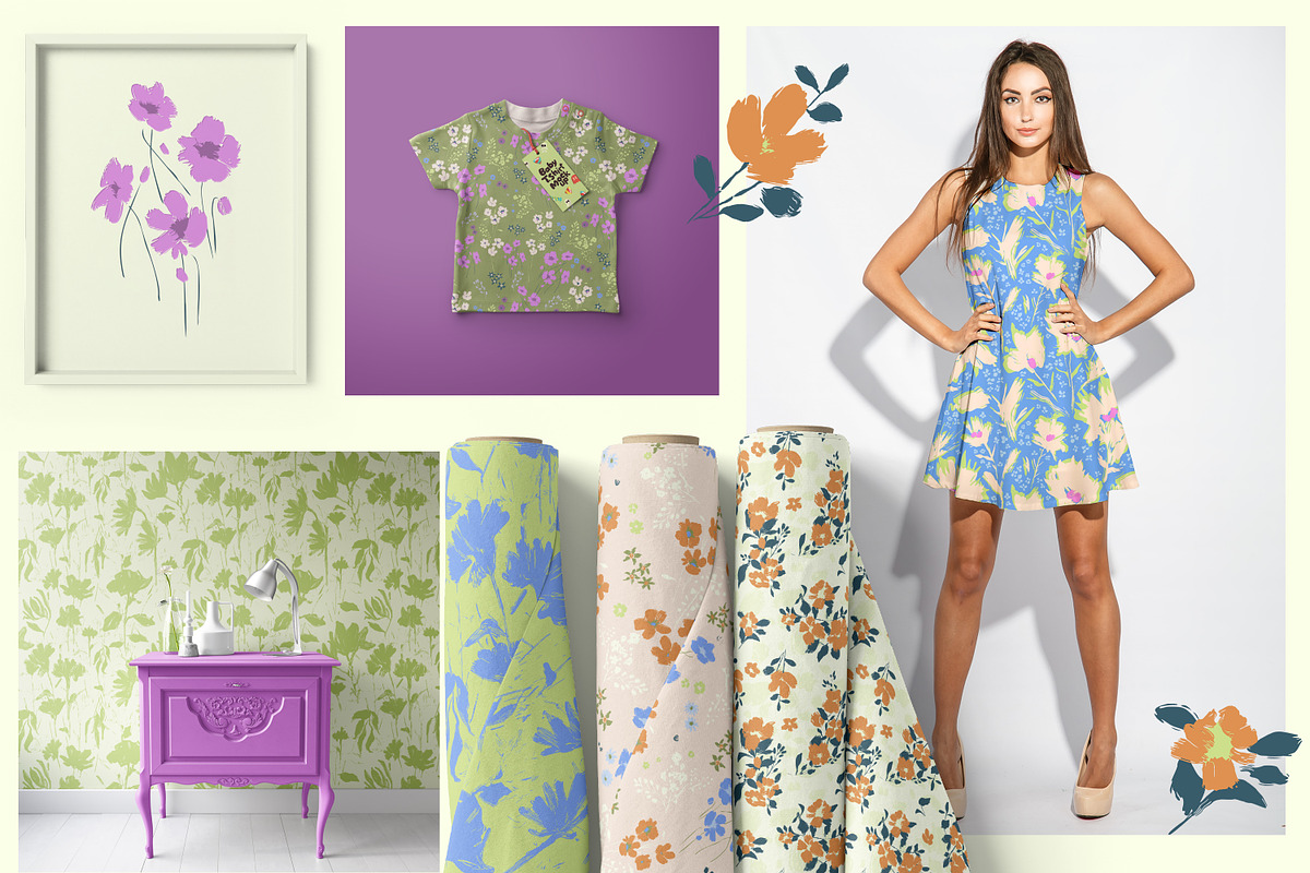 flower shadows pattern collection, a Pattern Graphic by Mona Ahmed (Photo 6 of 8)