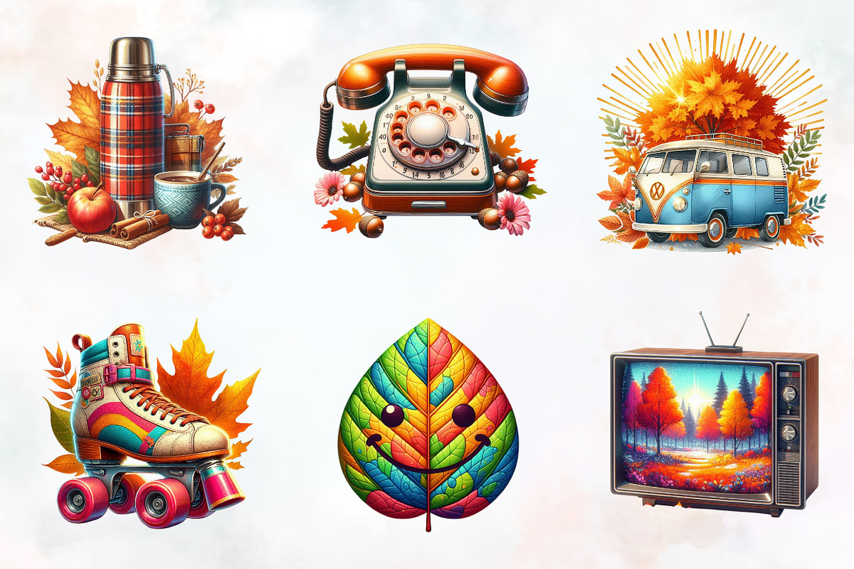 Retro Autumn Sublimation Clipart, an Illustration by RobertsArt (Photo 3 of 7)