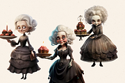 GOTHIC GRANDMAS WITH CAKES CLIPART, a Person Illustration by Daring Digies (Thumbnail 2 of 6)
