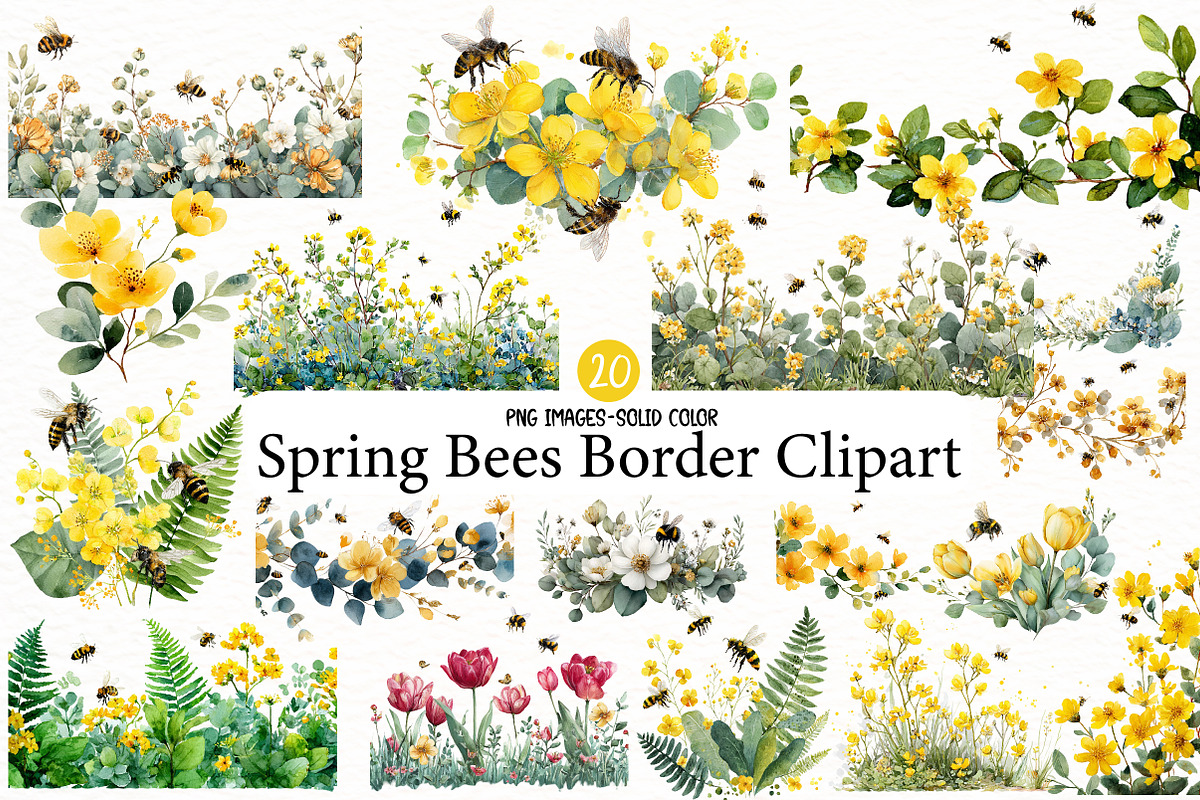 Spring Bees Border Clipart, an Illustration by Designworld (Photo 1 of 6)