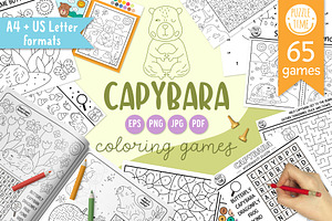 Capybara coloring games for kids, an Education Illustration by Lexi Claus