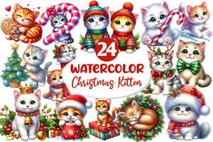 Kitten Christmas Clipart, an Illustration by Dream Creation