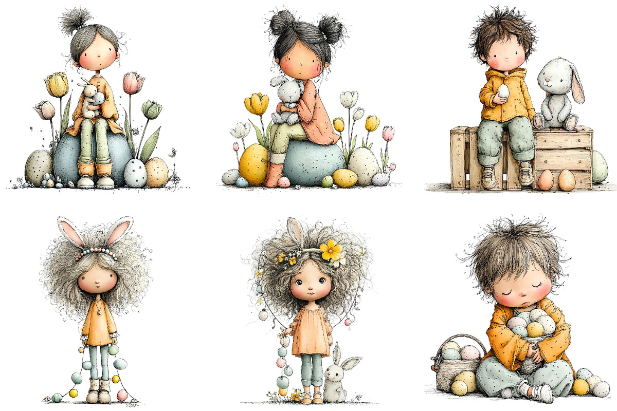 Whimsical Kids Easter Clipart, an Illustration by Sublimation Artist (Photo 5 of 7)