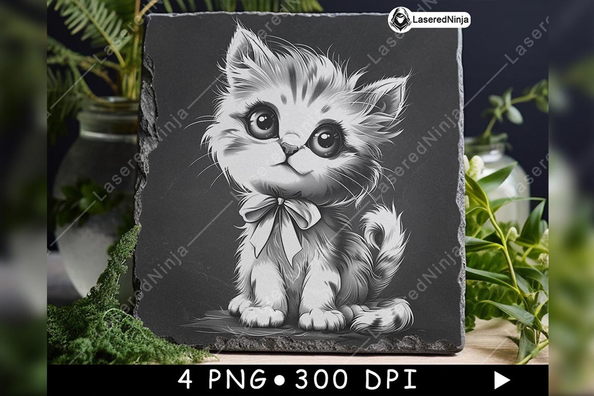 Cute Cat Fluffy Kitten Ribbon Bow, a Background Graphic by LaseredNinja (Photo 2 of 7)