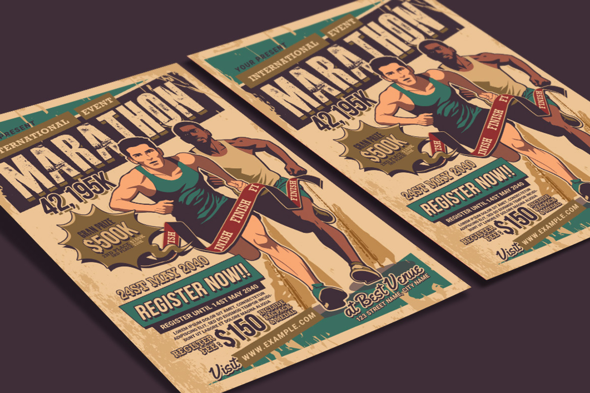 Marathon Run Event Vintage Flyer, a Flyer Template by Muhamad Iqbal hidayat (Photo 4 of 4)
