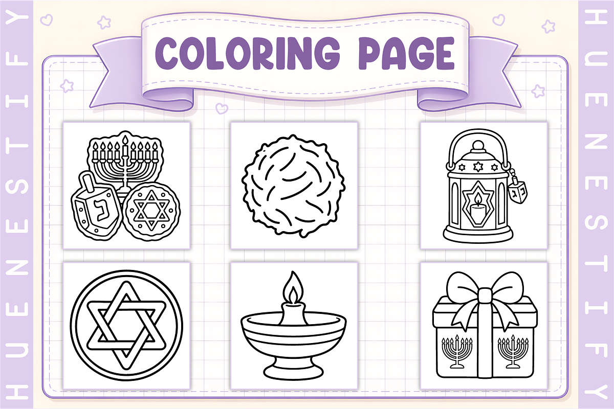 Hanukkah Coloring Book, a Seasonal Illustration by HueNestify (Photo 3 of 4)