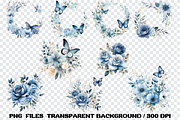 Dusty Blue Flower Watercolor Clipart, an Illustration by SindyPrintDesign (Thumbnail 3 of 3)