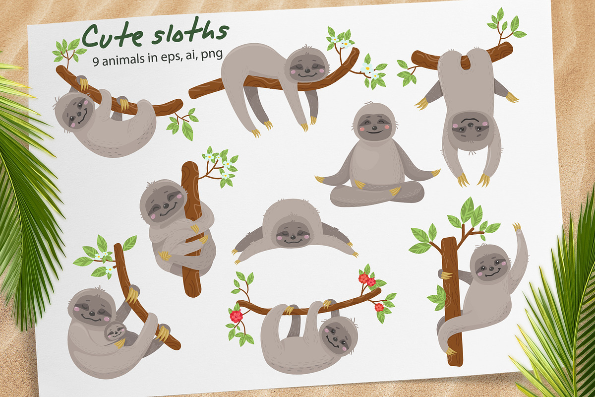 Sloths and tropical plants, an Object Graphic by Nafanya (Photo 2 of 10)