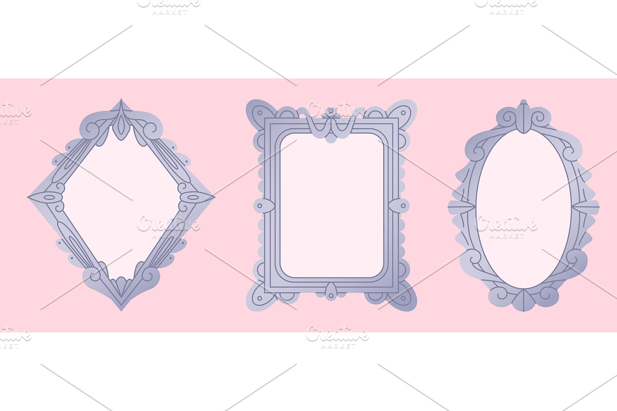 Elegant antique mirror frame, an Illustration by art PVP - market