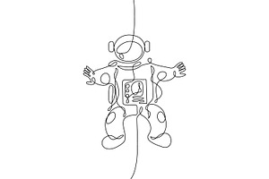 Continuous Line Drawing Of Astronaut