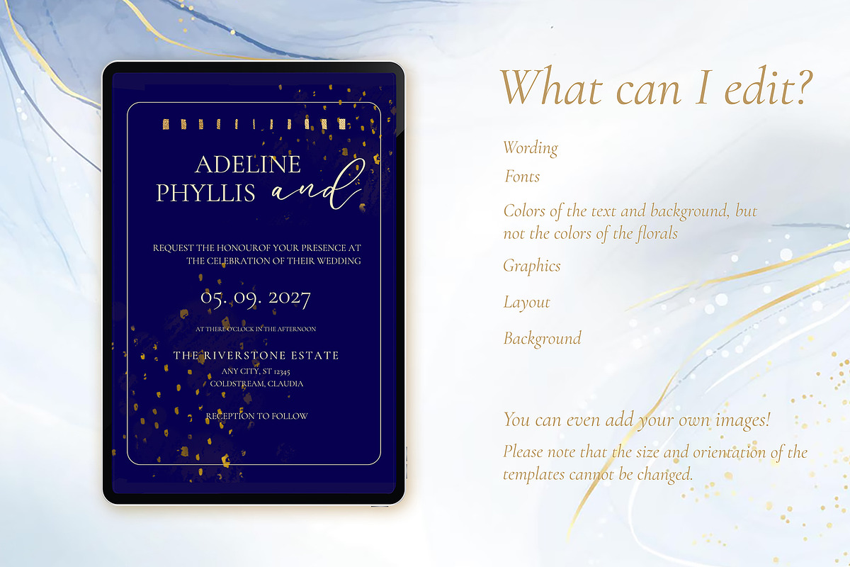 Canva *Elegant Wedding* Invitation, an Invitation Template by ElladesignCo (Photo 2 of 5)
