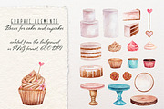 Cakes. Sweet watercolor clipart, a Decorative Illustration by a_ptichkina (Thumbnail 2 of 11)