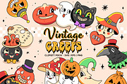 Retro Vintage Halloween Clipart Pack, an Object Graphic by Huxmay (Thumbnail 1 of 8)