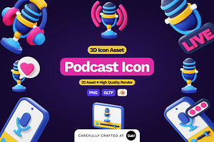 3D Podcast Icon