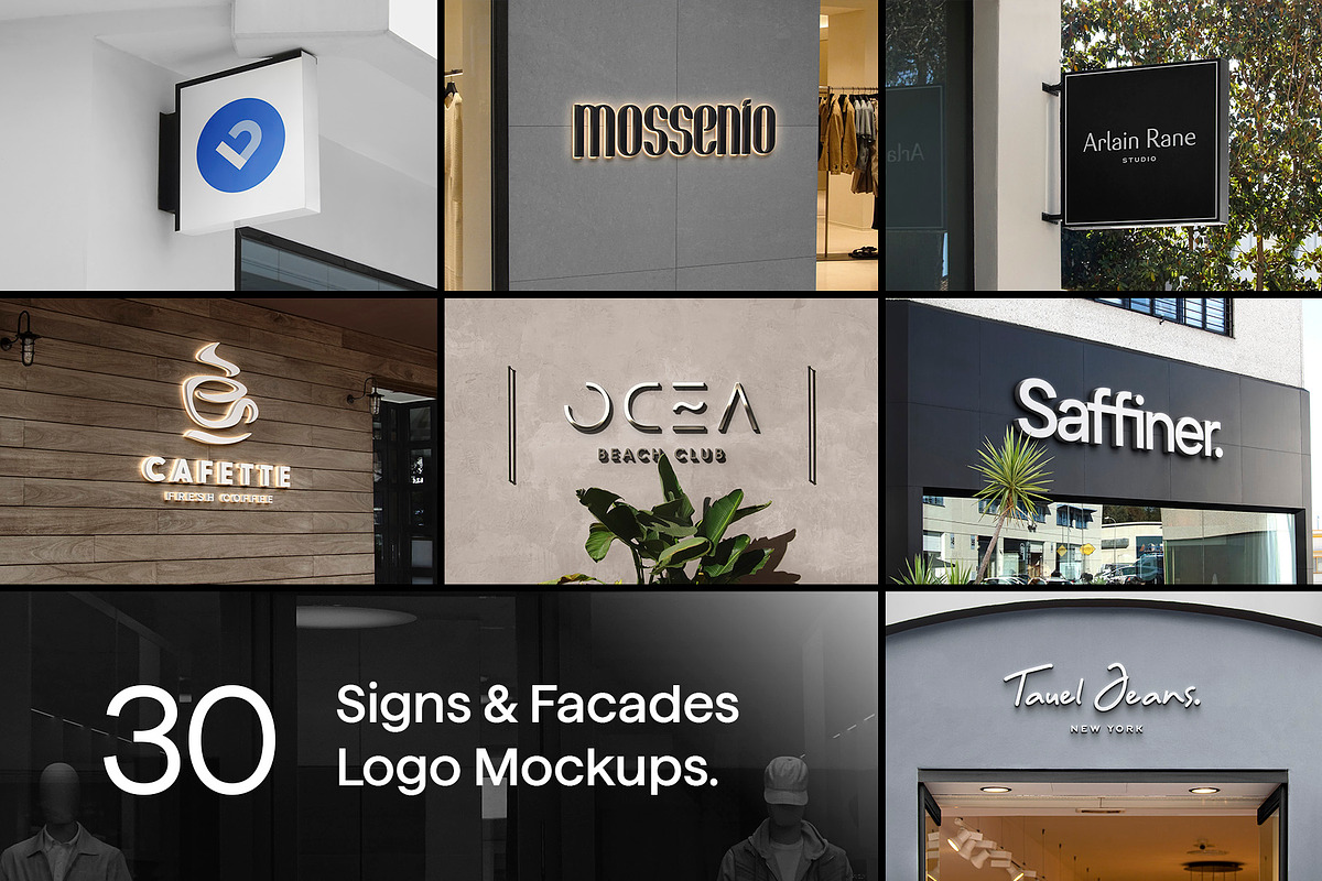 30 Signs & Facade Logo Mockups - V3, an Advertising Mockup by Asylab (Photo 1 of 38)