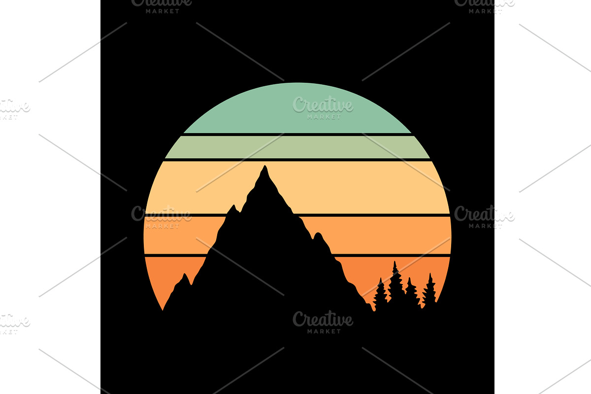 Retro sunset logo in striped, an Object Illustration by Things for designers