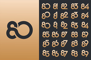 creative number 80 to 89 logo design