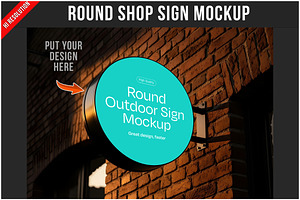 Round Shop Sign Mockup Rustic Wa PSD, a Product Mockup by Bruno's Shop