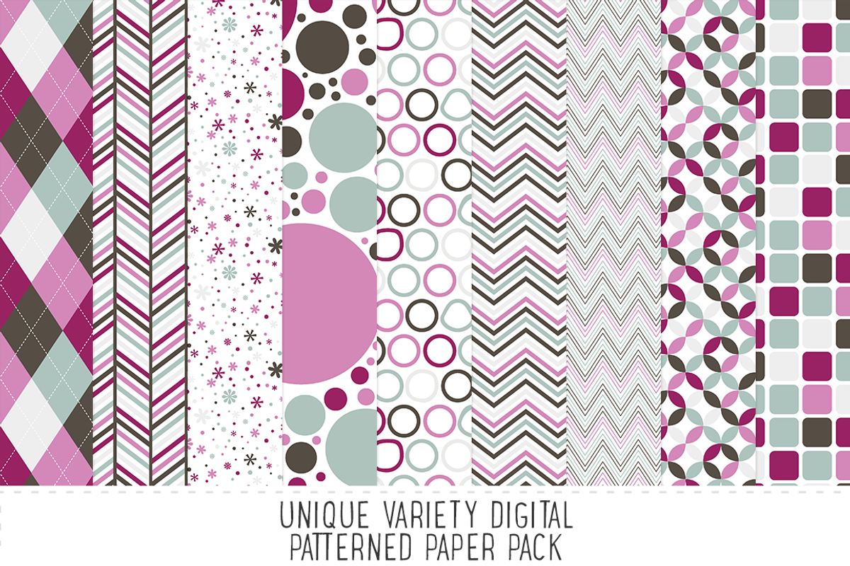 Plum & Aqua Pattern Paper Pack, a Pattern Graphic by Angie Sandy (Photo 1 of 2)