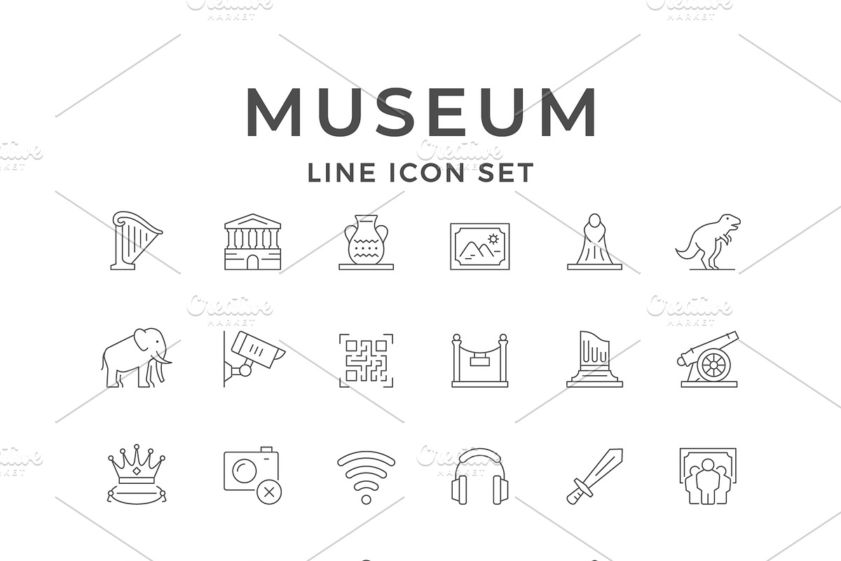 Set line icons of museum, an Outline Icon by motorama (Photo 1 of 2)
