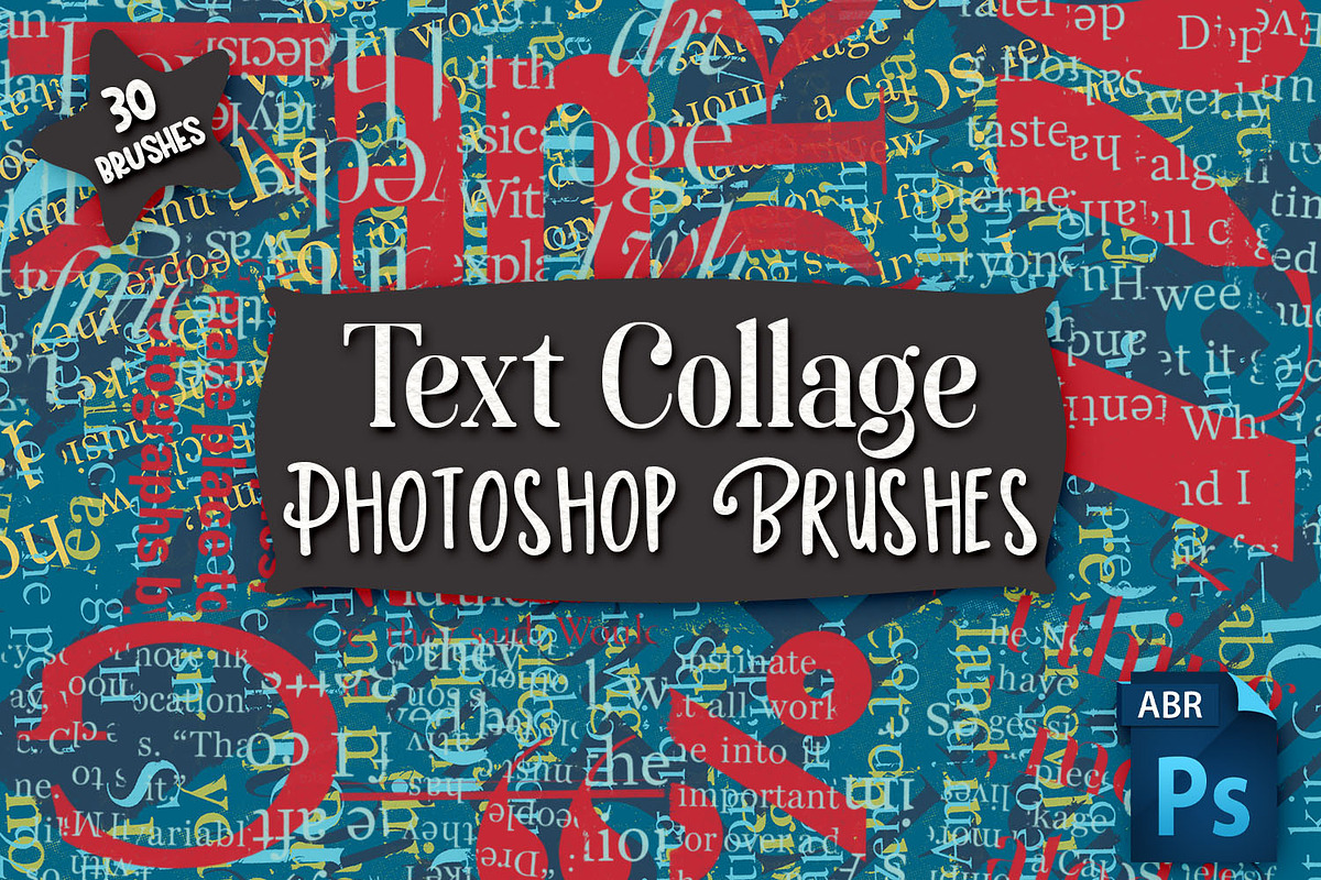 Text Collage Photoshop Brushes, a Brush Add-On by Heather Green Designs (Photo 1 of 12)