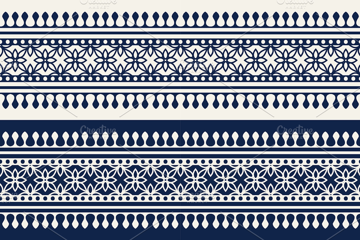 Blue Indian Block Print: Border, a Pattern Graphic by StabuLaRasa illustration (Photo 5 of 16)