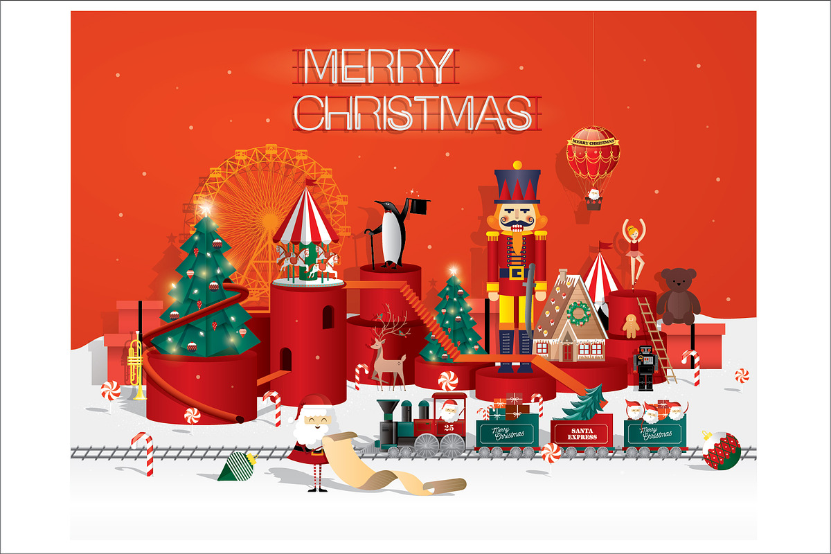 christmas greetings template vector, an Illustration by lyeyee
