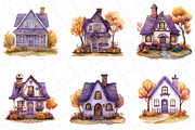 Purple Autumn Cottage Home Clipart, an Illustration by DreamPrint404 (Thumbnail 5 of 6)
