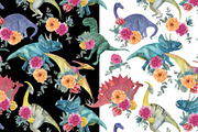 Dinosaurs and flowers, a Pattern Graphic by ramika (Thumbnail 6 of 6)