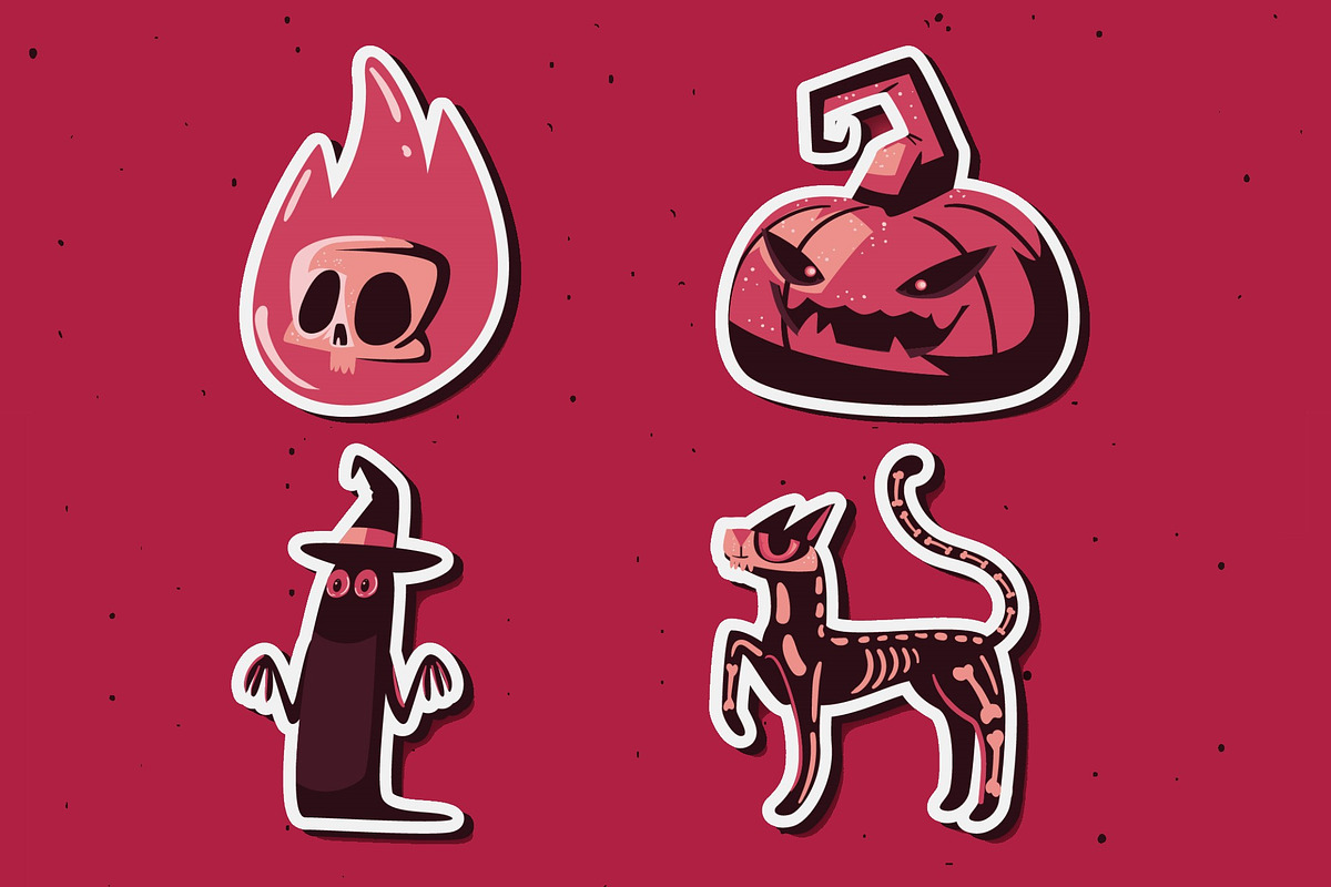 Retro Halloween Sticker Set, a Templates & Theme by studiogstock (Photo 3 of 5)