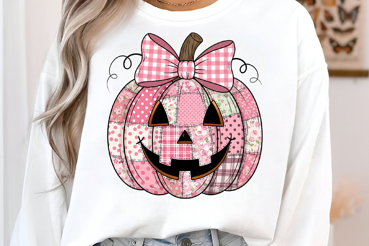Pink Patchwork Jack O Lantern Pumpki, an Illustration by Libby Wishes (Photo 6 of 8)
