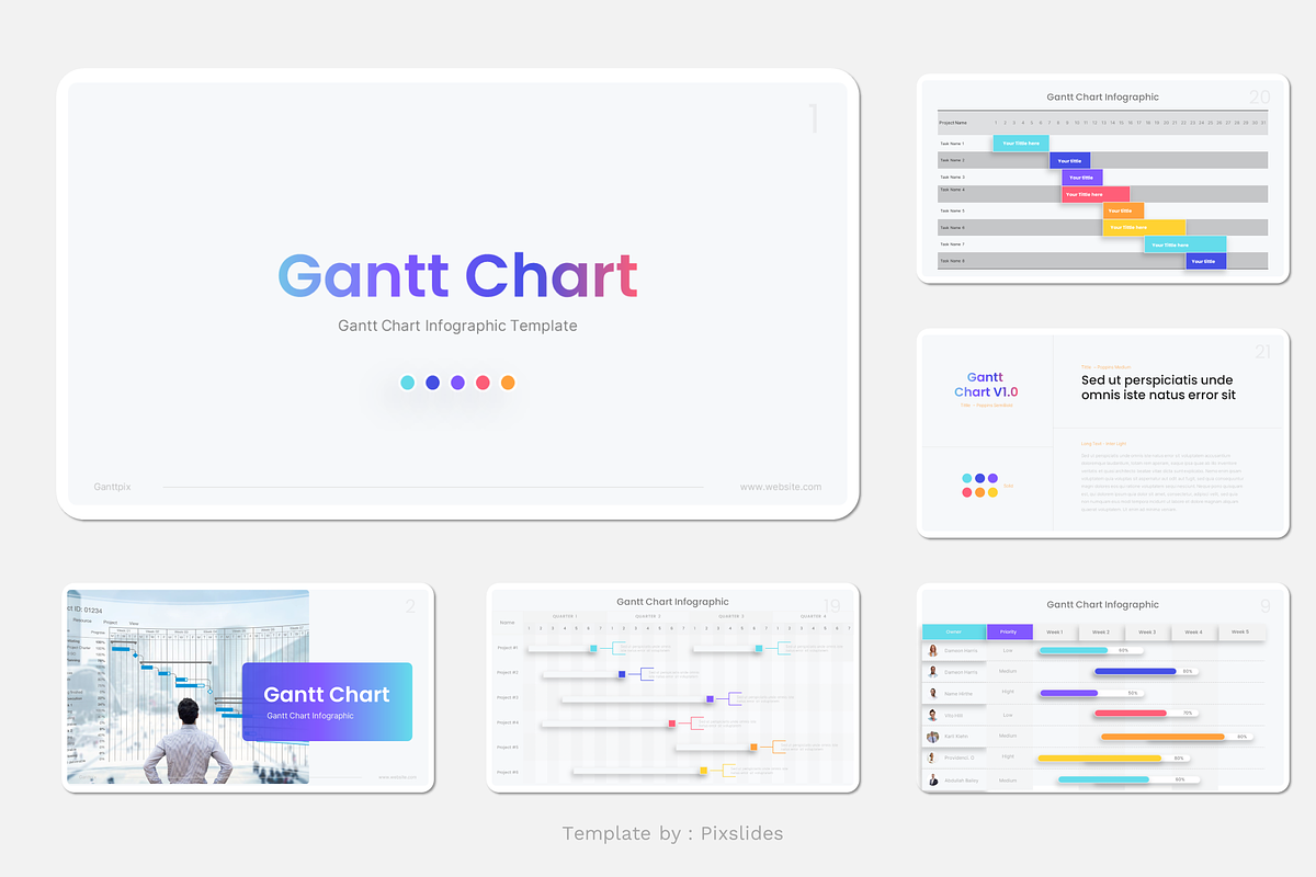 Gantt Chart Infographic PowerPoint, a Presentation Template by Pixslides (Photo 4 of 4)